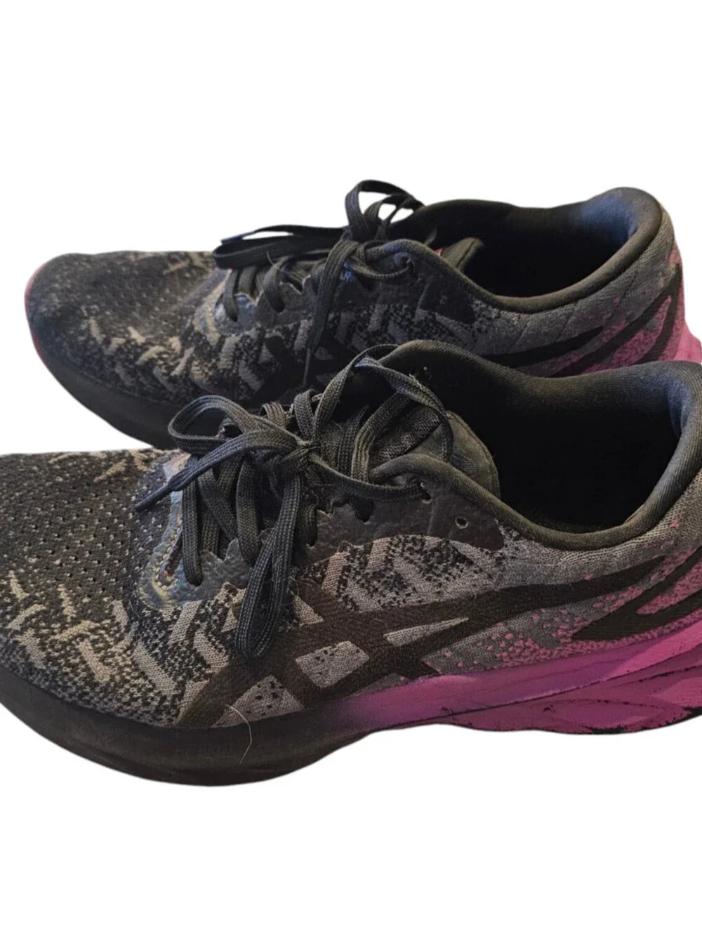 Asics Dynablast 4 Black Pink Glo Knit Running Shoes Womens Sz 8.5